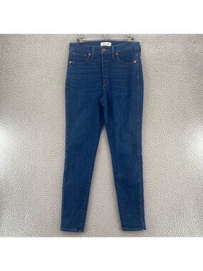 Madewell Jeans Womens 28 Blue Dark Wash Denim 10" High Rise Skinny Fit Stretch